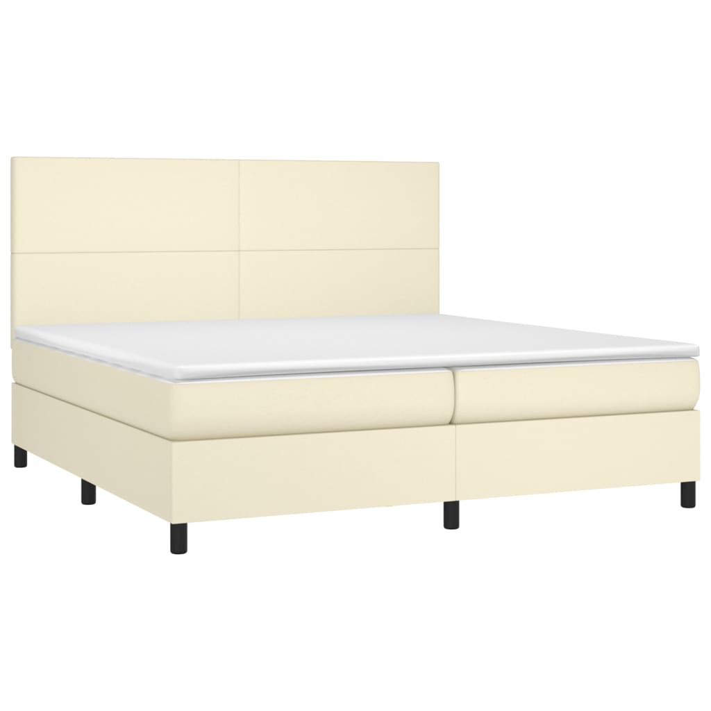 Boxspring met matras kunstleer crèmekleurig 200x200 cm