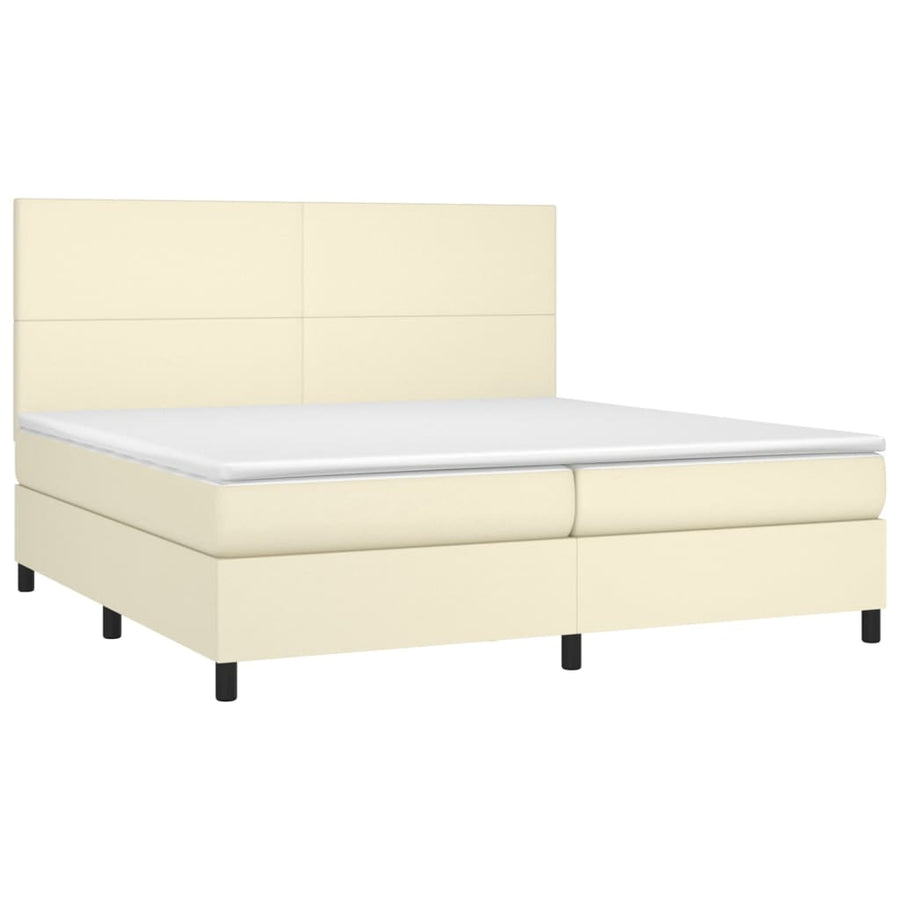 Boxspring met matras kunstleer crèmekleurig 200x200 cm