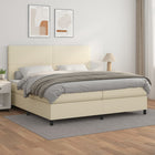 Boxspring met matras 200x200 cm kunstleer crème