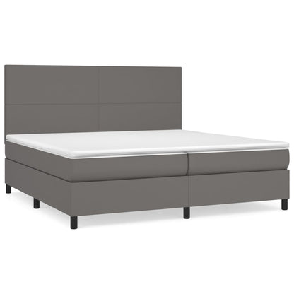 Boxspring Met Matras Kunstleer Grijs 200 x 200 cm Effen ontwerp