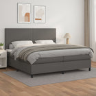 Box spring bed with faux leather mattress, gray, 200x200 cm