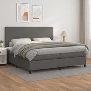 Boxspring met matras 200x200 cm grijs kunstleer