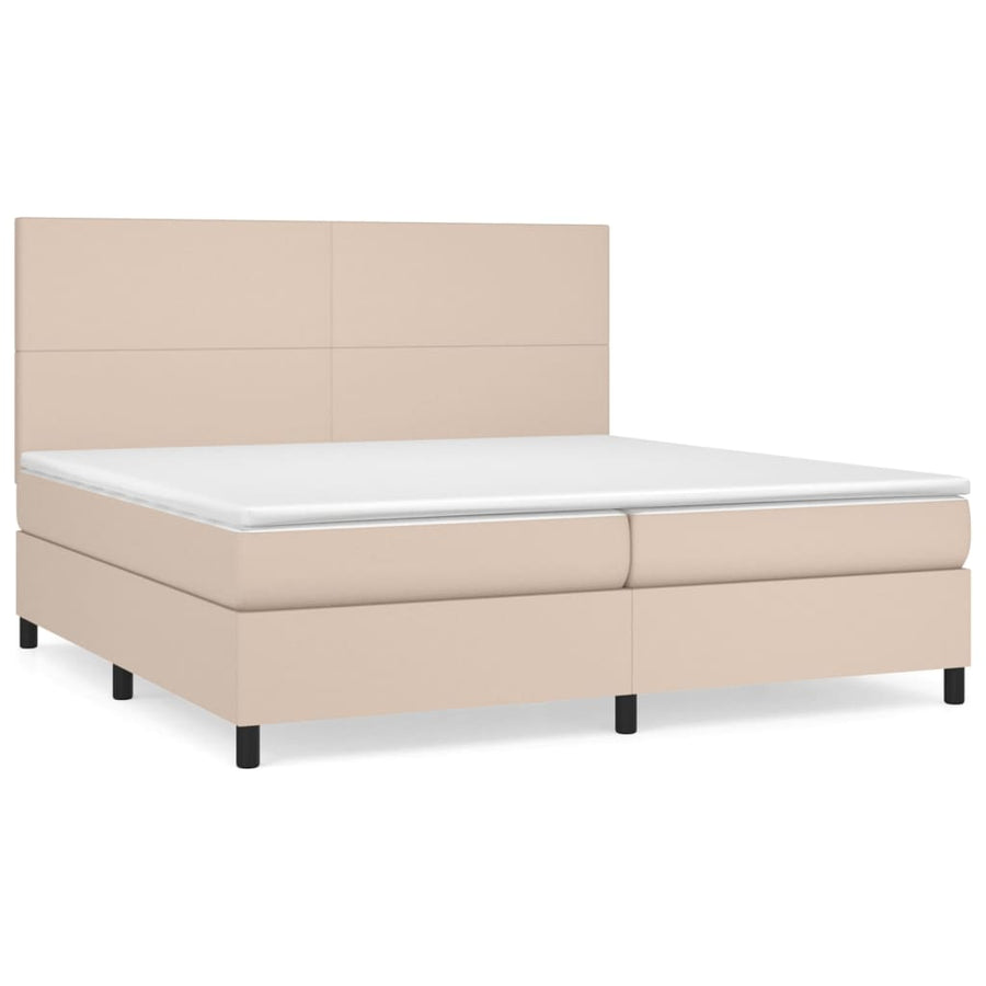 Boxspring met matras kunstleer cappuccinokleurig 200x200 cm 200 x 200 cm Cappuccino