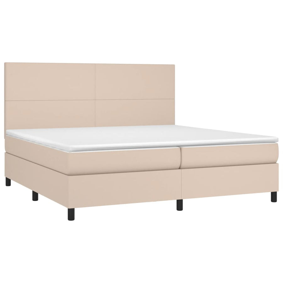 Boxspring met matras kunstleer cappuccinokleurig 200x200 cm 200 x 200 cm Cappuccino