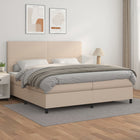 Boxspring met matras kunstleer cappuccinokleurig 200x200 cm 200 x 200 cm Cappuccino