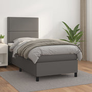 Boxspring met matras 90x190 cm grijs kunstleer