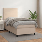 Boxspring Met Matras Kunstleer Cappuccinokleurig 90X190 Cm 90 x 190 cm Effen met spijkers