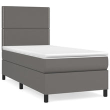 Boxspring Met Matras Kunstleer Grijs 100 x 200 cm Effen met spijkers