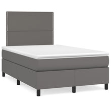 Boxspring Met Matras Kunstleer Grijs 120X200 Cm 120 x 200 cm Effen met spijkers