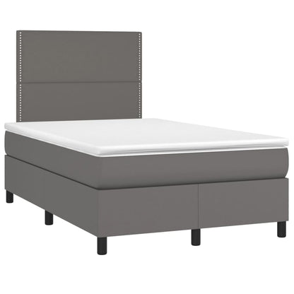 Boxspring Met Matras Kunstleer Grijs 120X200 Cm 120 x 200 cm Effen met spijkers