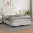 Boxspring Met Matras Kunstleer Wit 140 x 190 cm Effen met spijkers