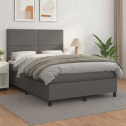 Boxspring met matras 140x190 cm grijs kunstleer