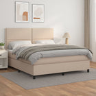 Boxspring met matras kunstleer cappuccinokleurig 160x200 cm 160 x 200 cm Cappuccino