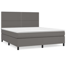 Boxspring Met Matras Kunstleer Grijs 180 x 200 cm Effen met spijkers