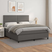 Boxspring met matras 180x200 cm grijs kunstleer