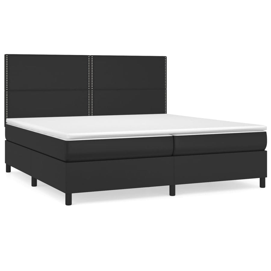 Boxspring Met Matras Kunstleer Zwart 200 x 200 cm Effen met spijkers