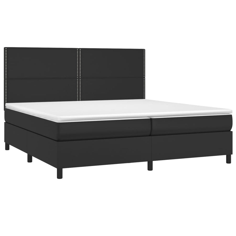 Boxspring Met Matras Kunstleer Zwart 200 x 200 cm Effen met spijkers