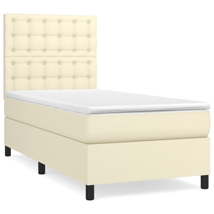 Boxspring Met Matras Kunstleer Kleurig Crème 80 x 200 cm