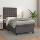 Box spring with mattress faux leather grey 80x200 cm