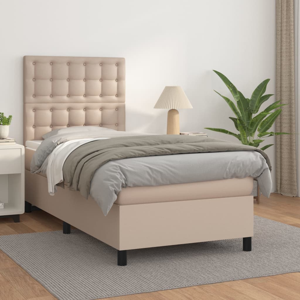 Boxspring met matras kunstleer cappuccinokleurig 80x200 cm