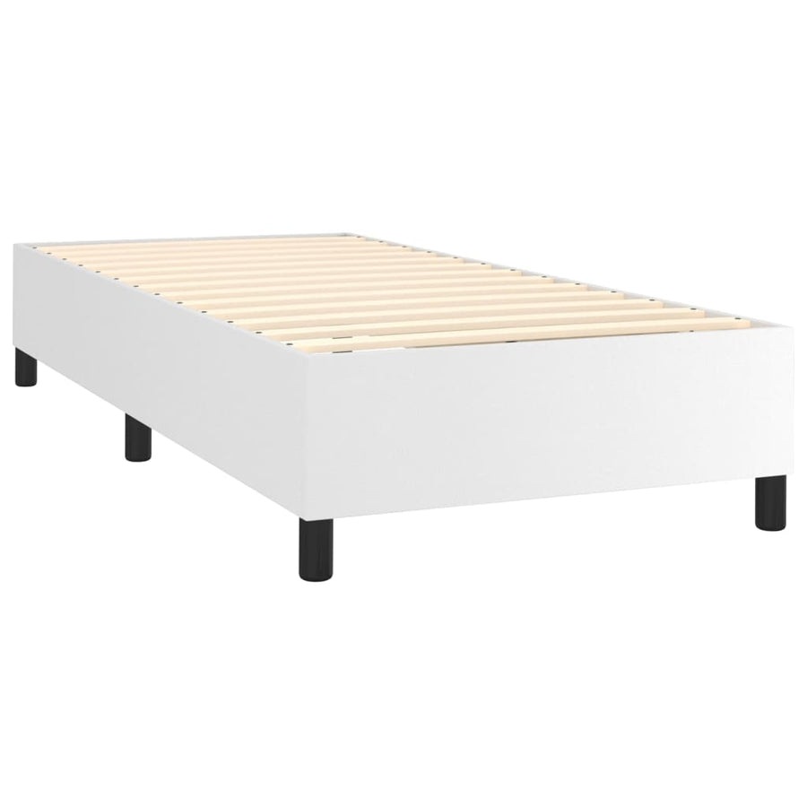 Boxspring Met Matras Kunstleer Wit 90 x 190 cm Knopen