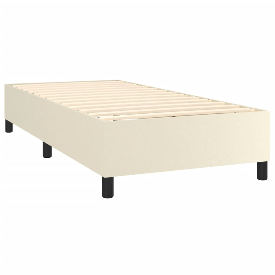 Boxspring Met Matras Kunstleer Crèmekleurig 90X190 Cm 90 x 190 cm