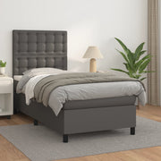 Boxspring met matras 90x190 cm kunstleer grijs