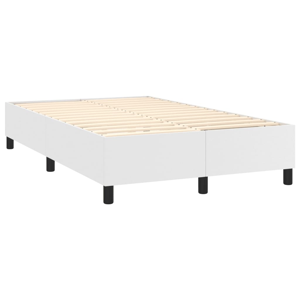 Boxspring Met Matras Kunstleer Wit 120X200 Cm 120 x 200 cm Knopen
