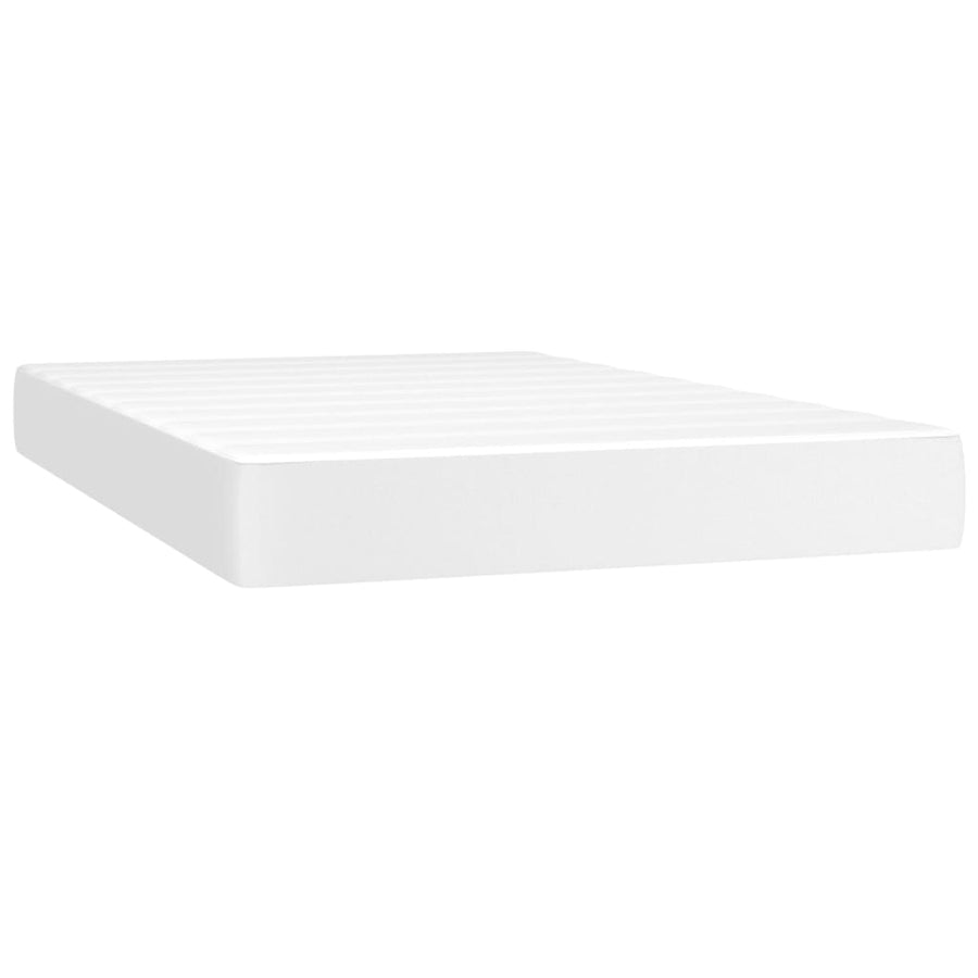 Boxspring Met Matras Kunstleer Wit 120X200 Cm 120 x 200 cm Knopen