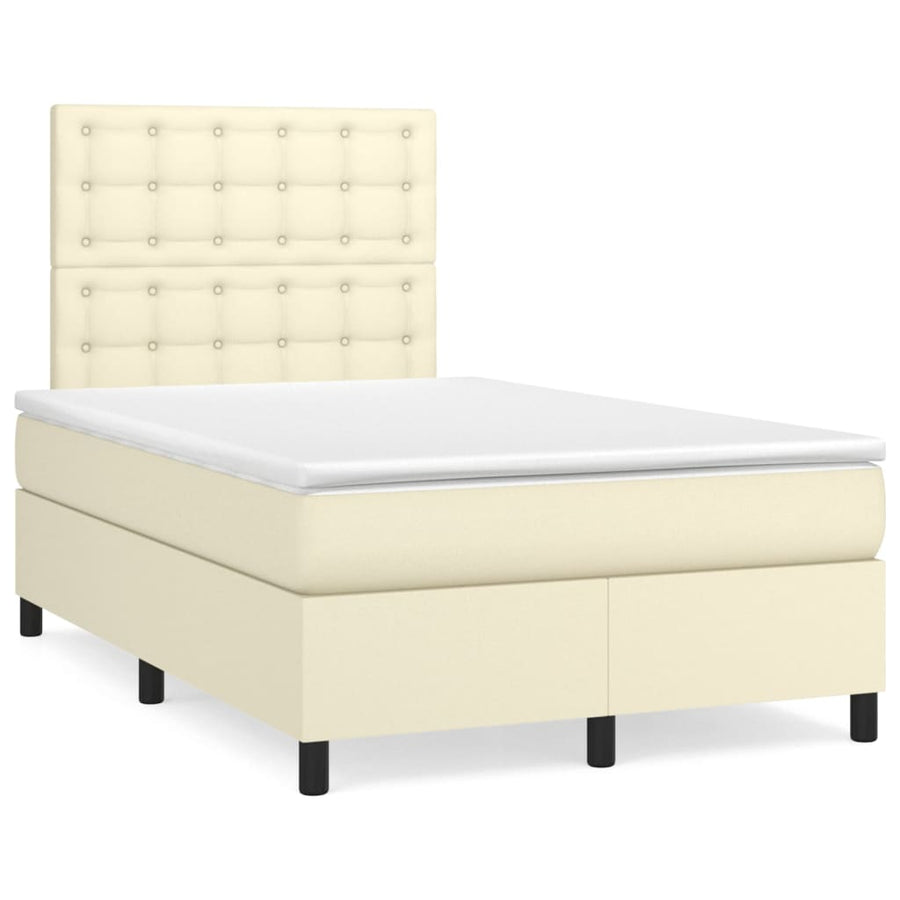 Boxspring Met Matras Kunstleer Kleurig Crème 120 x 200 cm