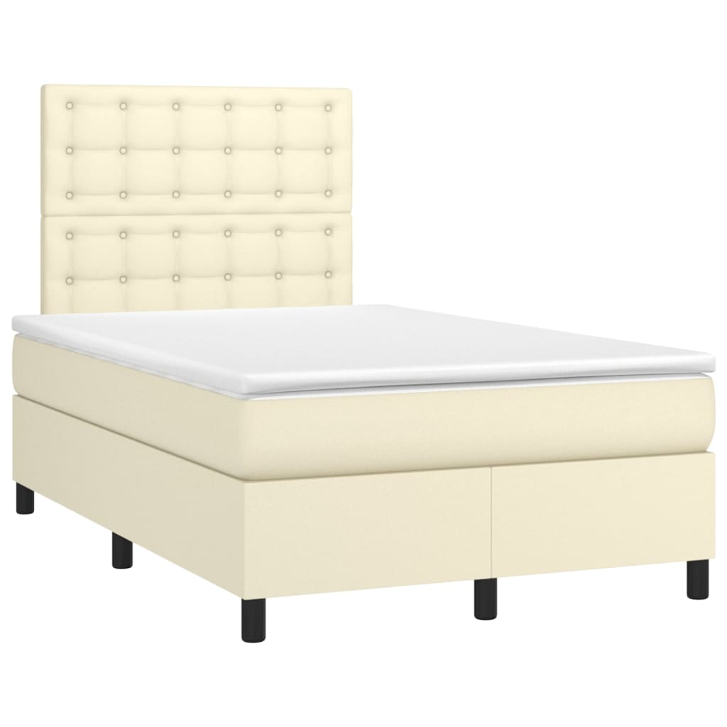 Boxspring Met Matras Kunstleer Kleurig Crème 120 x 200 cm