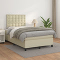 Boxspring Met Matras Kunstleer Kleurig Crème 120 x 200 cm