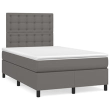 Boxspring Met Matras Kunstleer Grijs 120X200 Cm 120 x 200 cm Knopen