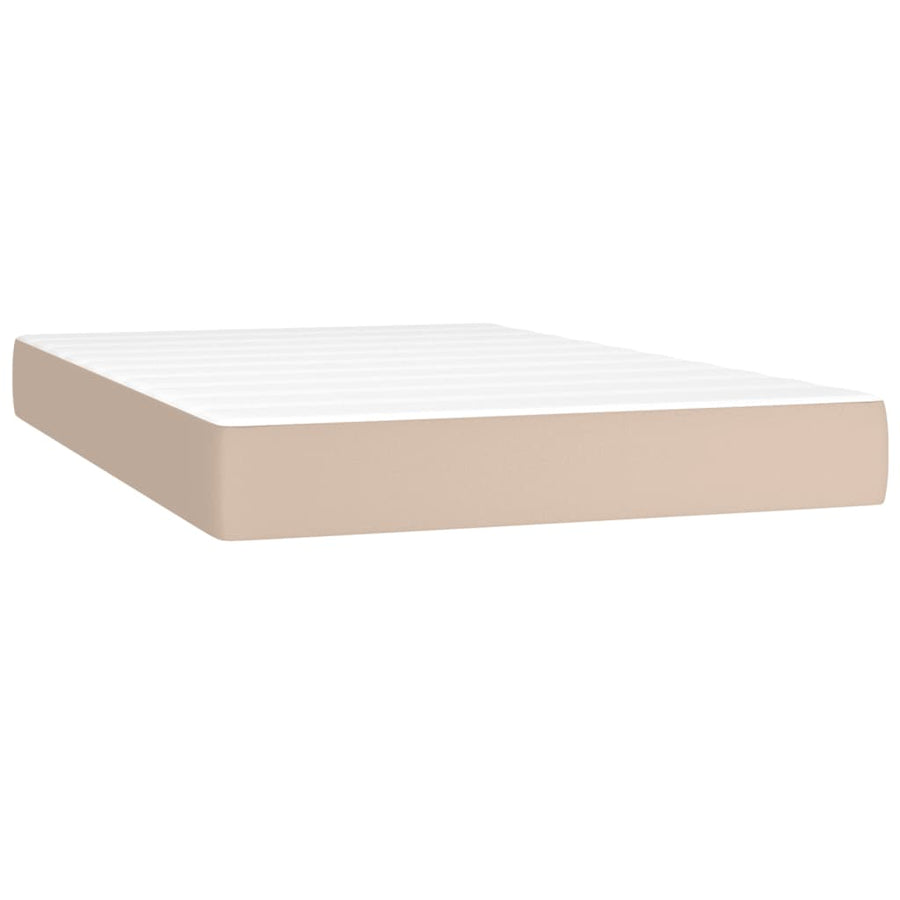 Boxspring Met Matras Kunstleer Kleurig 120 x 200 cm Cappuccino Knopen