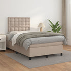 Boxspring Met Matras Kunstleer Kleurig 120 x 200 cm Cappuccino Knopen