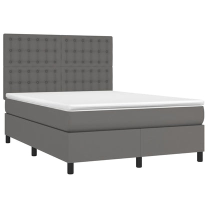 Boxspring Met Matras Kunstleer Grijs 140 x 200 cm Knopen