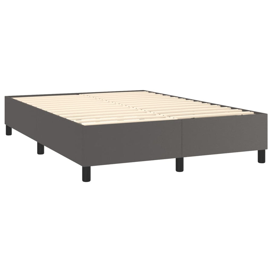 Boxspring Met Matras Kunstleer Grijs 140 x 200 cm Knopen