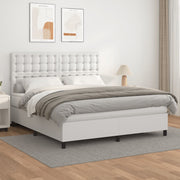 Boxspring met matras 160x200 cm wit kunstleer