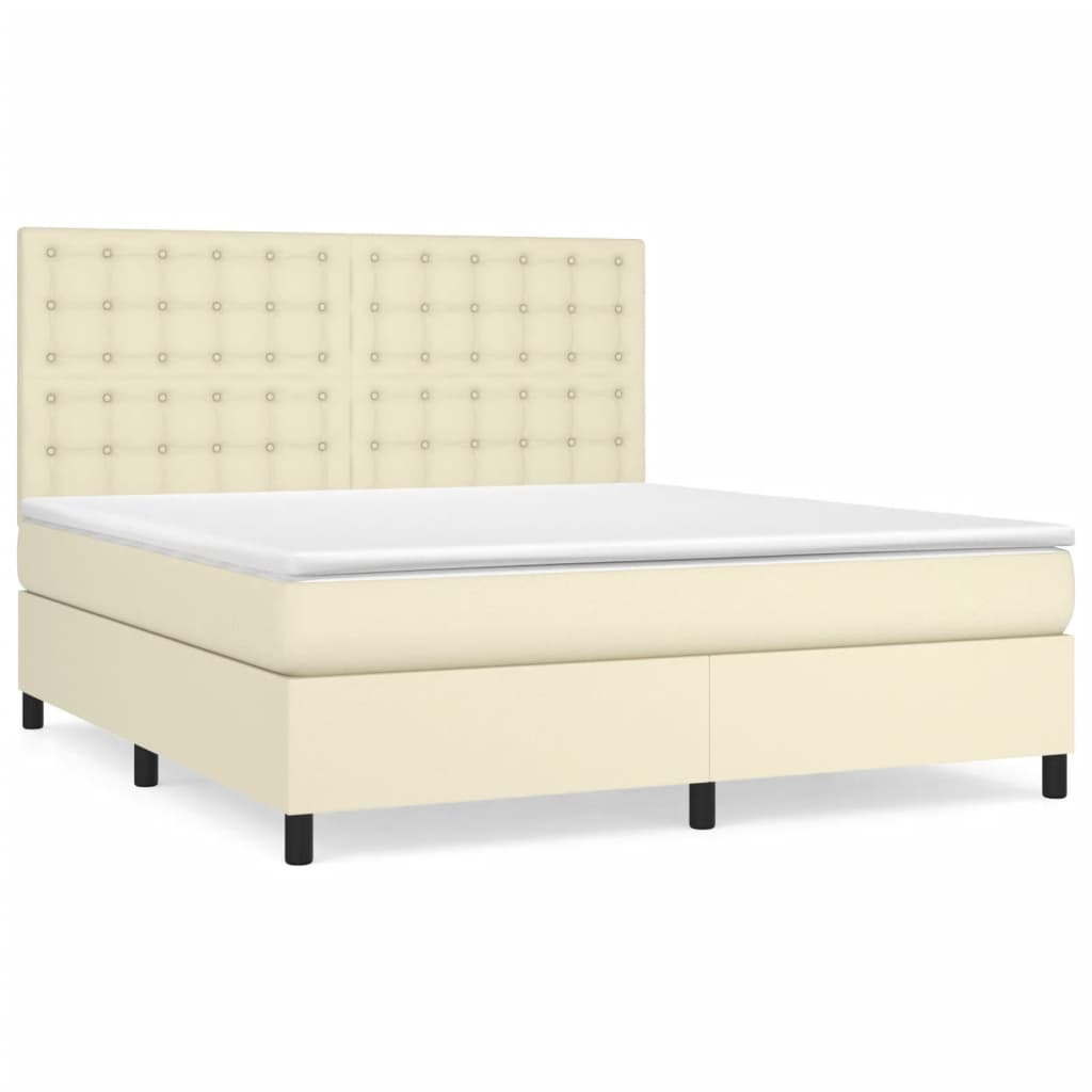Boxspring met matras kunstleer crèmekleurig 160x200 cm