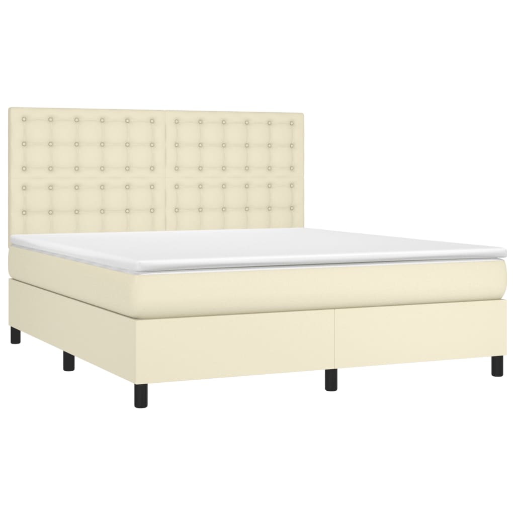 Boxspring met matras kunstleer crèmekleurig 160x200 cm