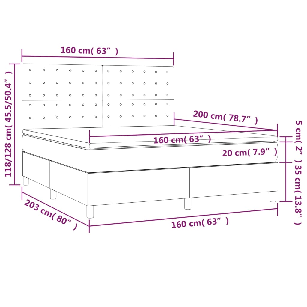 Boxspring met matras kunstleer crèmekleurig 160x200 cm