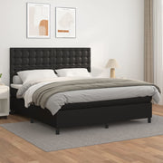 Boxspring met matras 180x200 cm zwart kunstleer