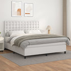 Boxspring Met Matras Kunstleer Wit 180 x 200 cm Knopen