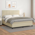 Boxspring met matras kunstleer crèmekleurig 180x200 cm 180 x 200 cm Crème