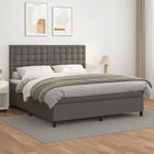 Boxspring Met Matras Kunstleer Grijs 180 x 200 cm Knopen