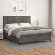 Boxspring met matras 180x200 cm grijs kunstleer