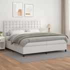 Boxspring met matras 200x200 cm wit kunstleer