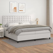 Boxspring met matras 200x200 cm wit kunstleer