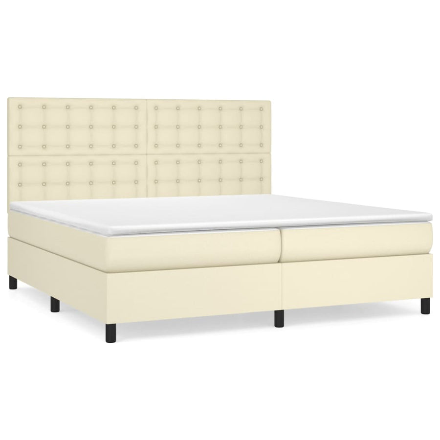 Boxspring met matras kunstleer crèmekleurig 200x200 cm