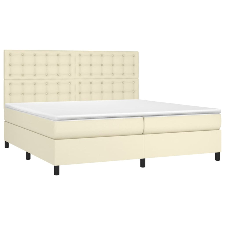 Boxspring met matras kunstleer crèmekleurig 200x200 cm
